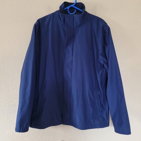 BONOBOS Full Zip Snap Element Jacket Sz L Navy Blue Pockets Cotton Nylon Stretch - Picture 2 of 14